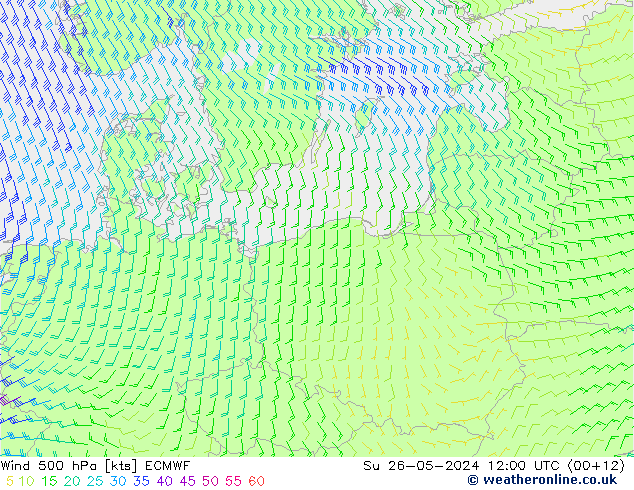 Wind 500 hPa ECMWF zo 26.05.2024 12 UTC