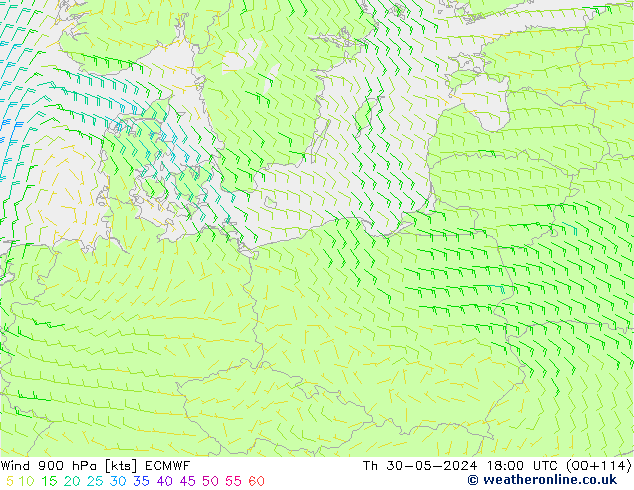 Rüzgar 900 hPa ECMWF Per 30.05.2024 18 UTC