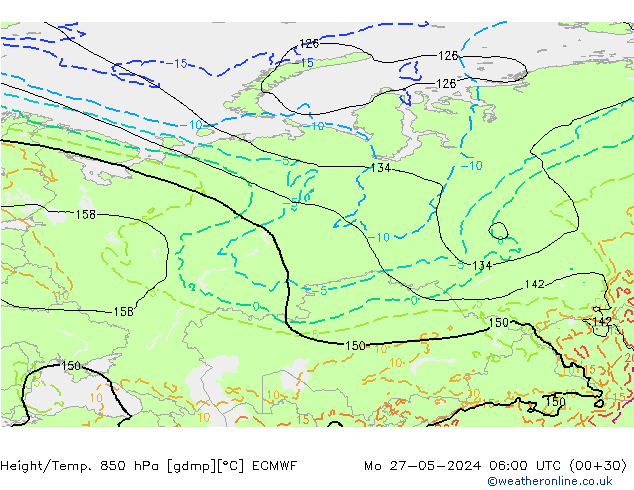 Z500/Rain (+SLP)/Z850 ECMWF lun 27.05.2024 06 UTC