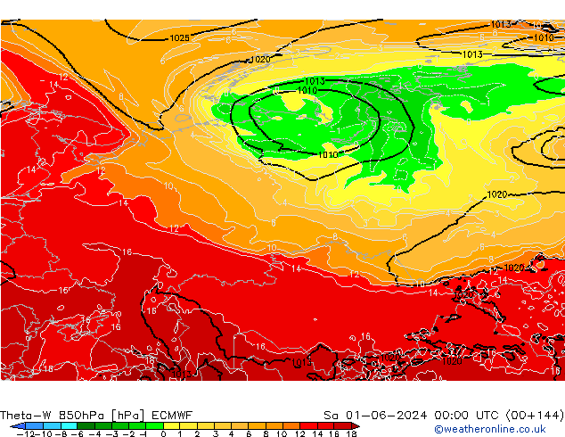 Theta-W 850hPa ECMWF sab 01.06.2024 00 UTC