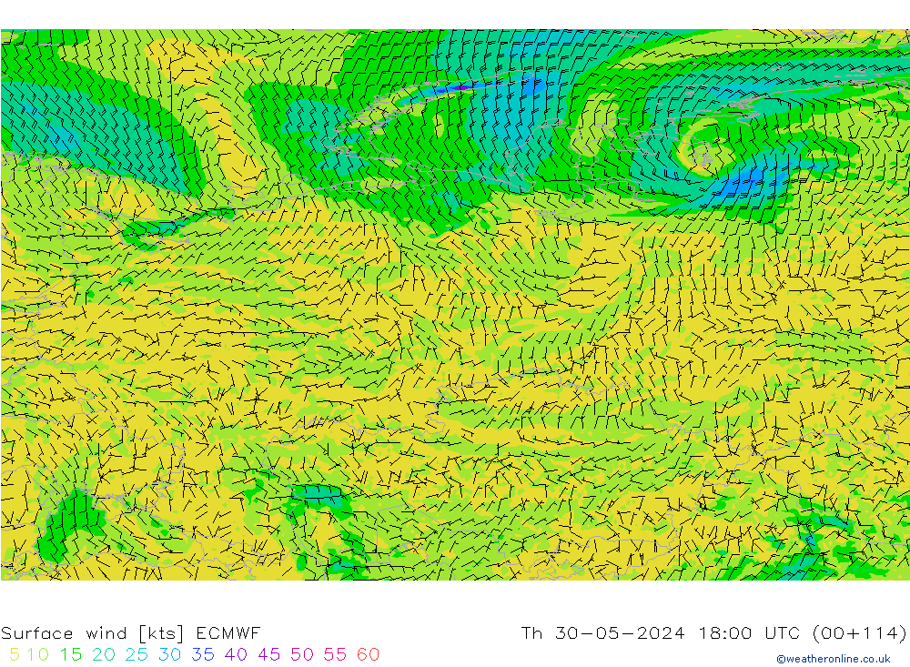 Surface wind ECMWF Th 30.05.2024 18 UTC