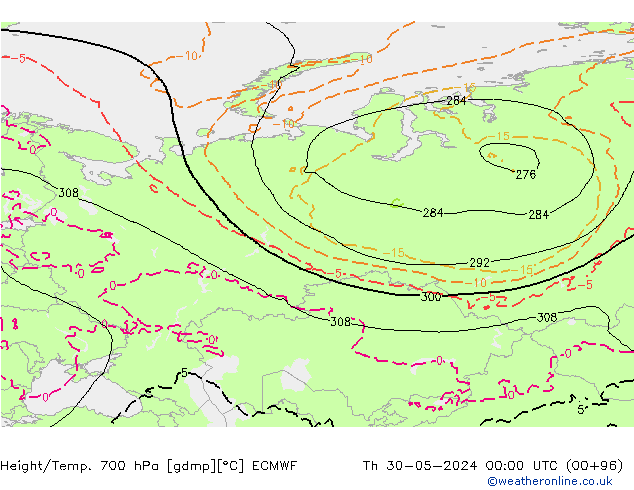 Height/Temp. 700 hPa ECMWF Čt 30.05.2024 00 UTC