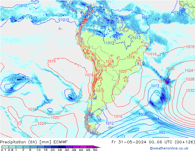 Z500/Rain (+SLP)/Z850 ECMWF ven 31.05.2024 06 UTC