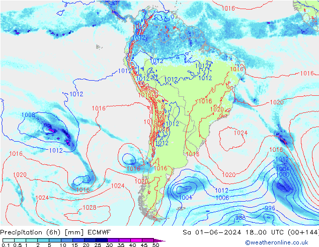 Z500/Rain (+SLP)/Z850 ECMWF sam 01.06.2024 00 UTC