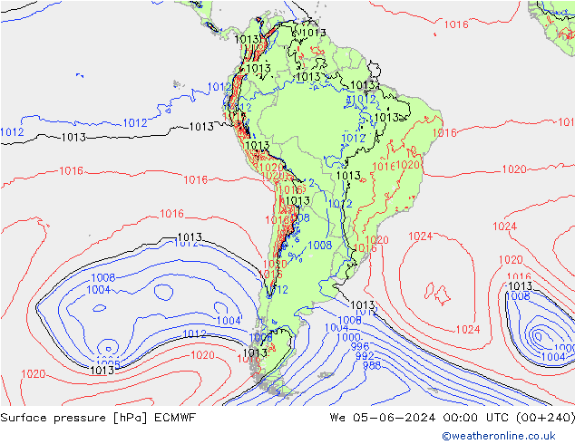 Atmosférický tlak ECMWF St 05.06.2024 00 UTC