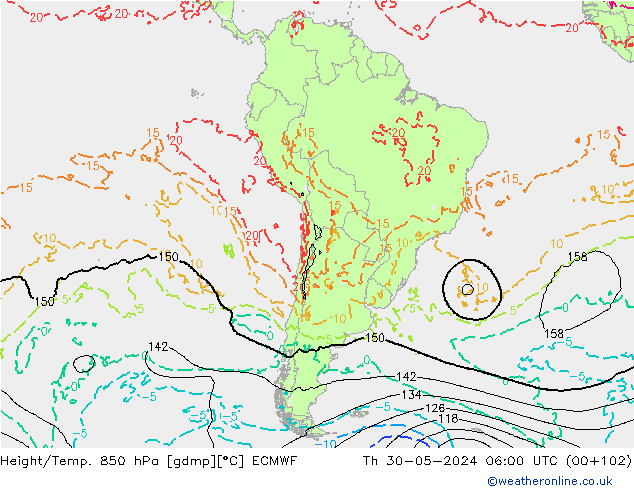 Height/Temp. 850 hPa ECMWF gio 30.05.2024 06 UTC