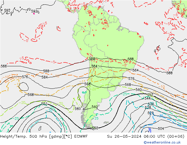 Z500/Yağmur (+YB)/Z850 ECMWF Paz 26.05.2024 06 UTC