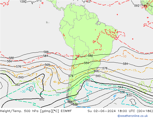 Z500/Rain (+SLP)/Z850 ECMWF Su 02.06.2024 18 UTC