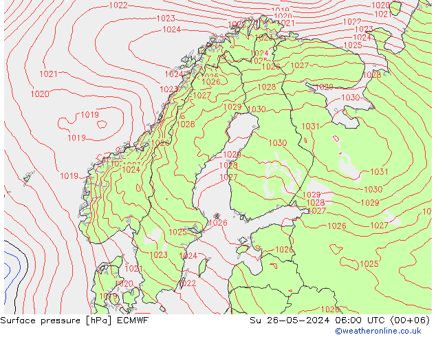 Surface pressure ECMWF Su 26.05.2024 06 UTC