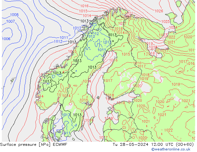 Bodendruck ECMWF Di 28.05.2024 12 UTC