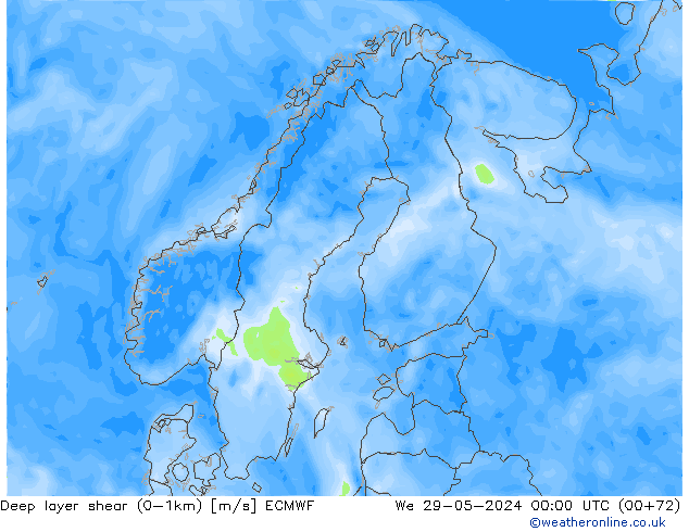 Deep layer shear (0-1km) ECMWF  29.05.2024 00 UTC