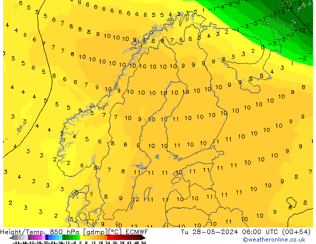 Z500/Rain (+SLP)/Z850 ECMWF Tu 28.05.2024 06 UTC