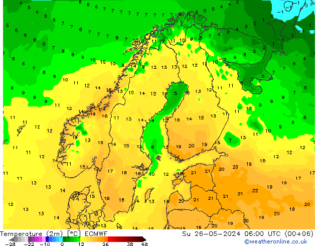 Temperature (2m) ECMWF Su 26.05.2024 06 UTC