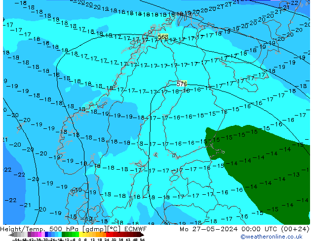 Hoogte/Temp. 500 hPa ECMWF ma 27.05.2024 00 UTC