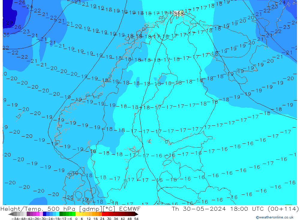 Z500/Rain (+SLP)/Z850 ECMWF ��� 30.05.2024 18 UTC