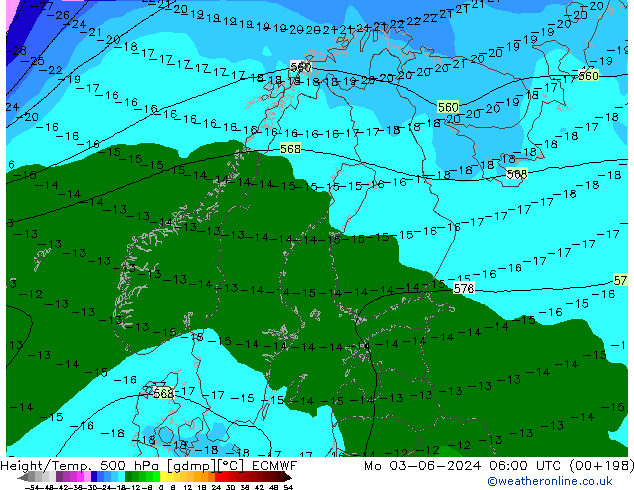 Z500/Rain (+SLP)/Z850 ECMWF пн 03.06.2024 06 UTC