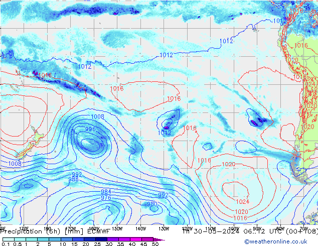 Precipitación (6h) ECMWF jue 30.05.2024 12 UTC