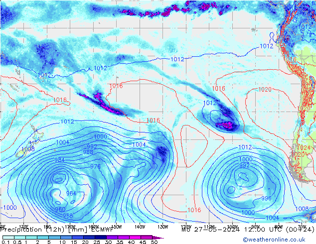 Yağış (12h) ECMWF Pzt 27.05.2024 00 UTC