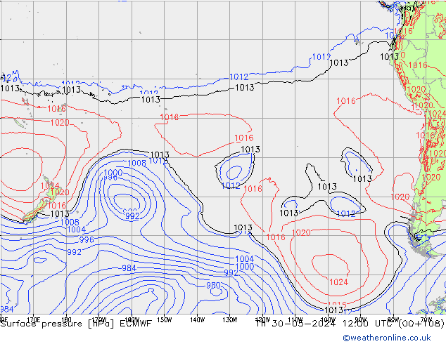 Pressione al suolo ECMWF gio 30.05.2024 12 UTC