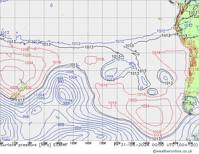 pressão do solo ECMWF Sex 31.05.2024 00 UTC