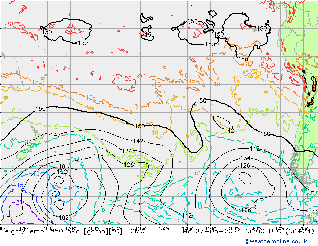 Z500/Rain (+SLP)/Z850 ECMWF lun 27.05.2024 00 UTC