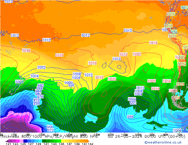 Thck 850-1000 hPa ECMWF Su 26.05.2024 00 UTC