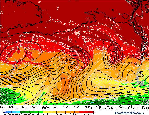 Theta-W 850hPa ECMWF Ne 02.06.2024 06 UTC