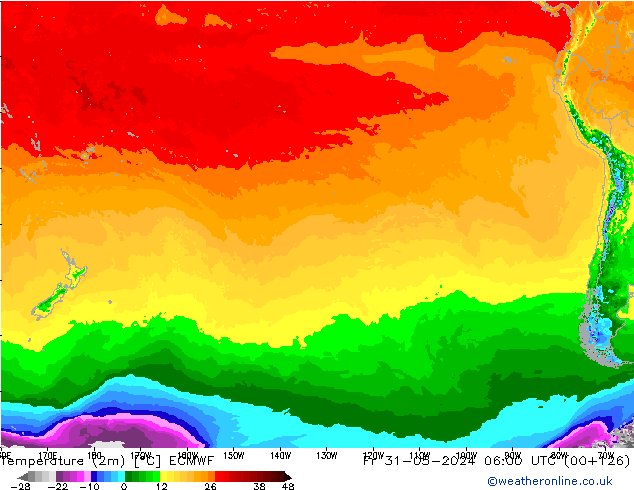 température (2m) ECMWF ven 31.05.2024 06 UTC