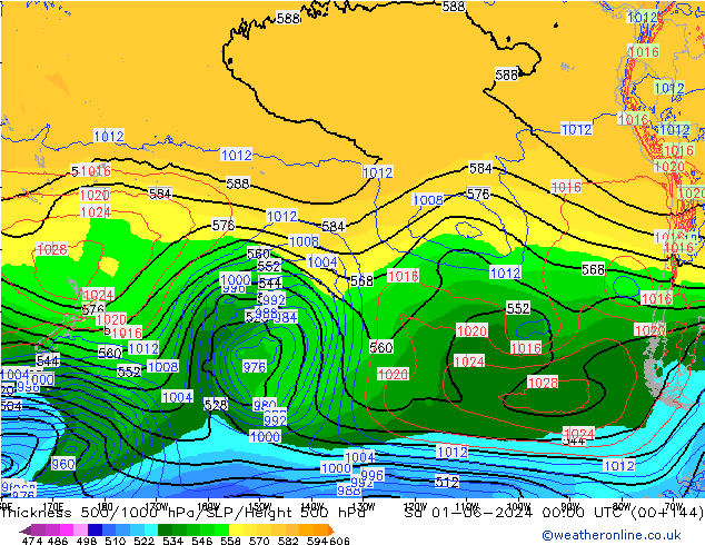 Thck 500-1000гПа ECMWF сб 01.06.2024 00 UTC