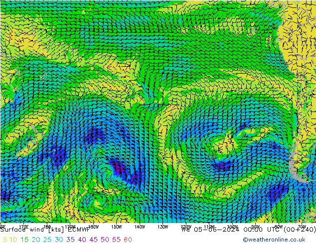 Wind 10 m ECMWF wo 05.06.2024 00 UTC