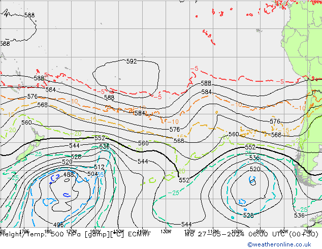 Z500/Rain (+SLP)/Z850 ECMWF lun 27.05.2024 06 UTC