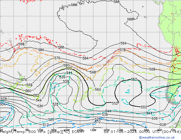 Z500/Rain (+SLP)/Z850 ECMWF сб 01.06.2024 00 UTC