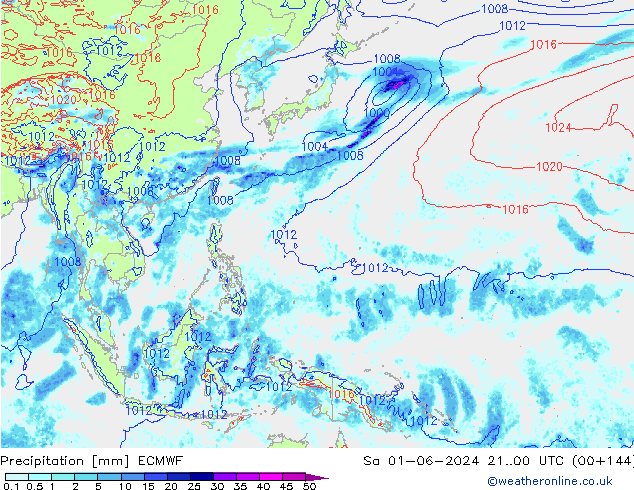 Neerslag ECMWF za 01.06.2024 00 UTC