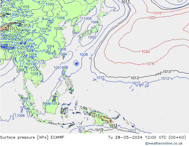 Surface pressure ECMWF Tu 28.05.2024 12 UTC