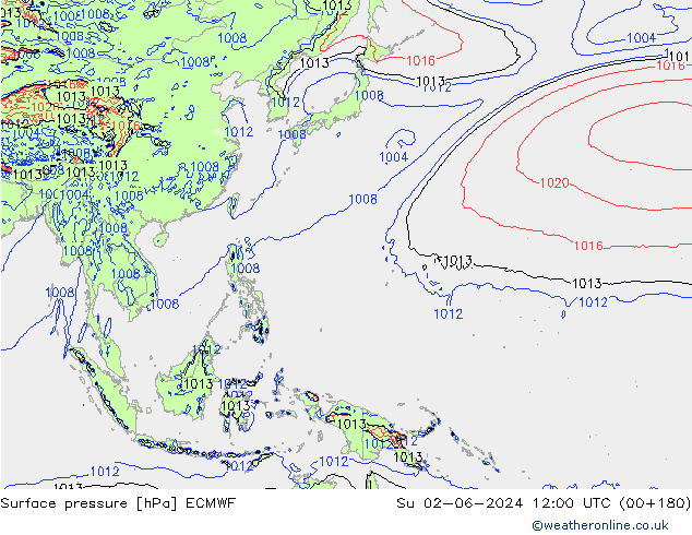 Surface pressure ECMWF Su 02.06.2024 12 UTC