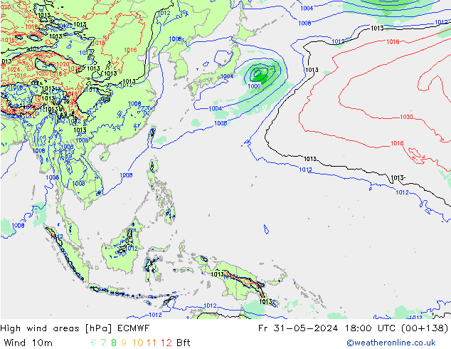 Windvelden ECMWF vr 31.05.2024 18 UTC