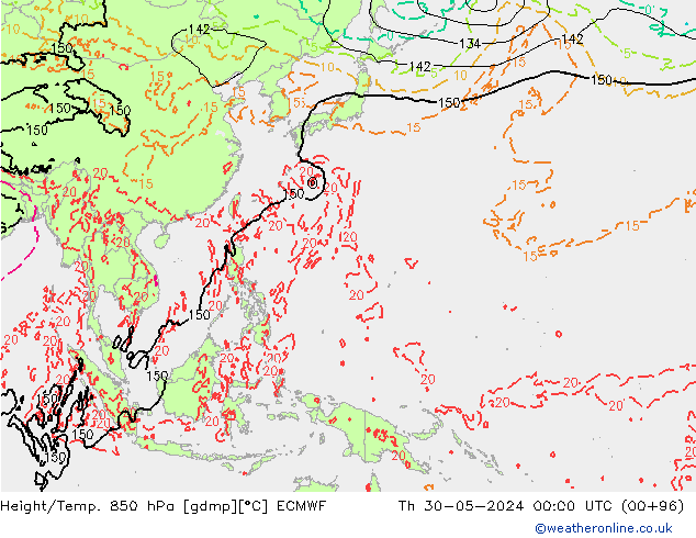 Z500/Rain (+SLP)/Z850 ECMWF  30.05.2024 00 UTC