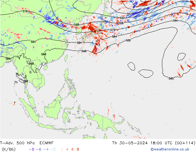 T-Adv. 500 hPa ECMWF Qui 30.05.2024 18 UTC