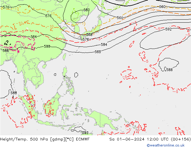 Z500/Rain (+SLP)/Z850 ECMWF сб 01.06.2024 12 UTC