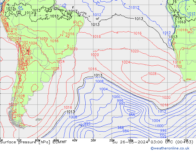 Surface pressure ECMWF Su 26.05.2024 03 UTC