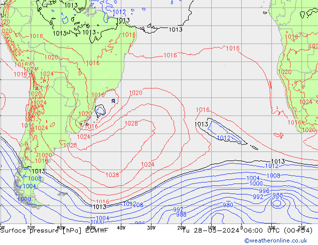 Presión superficial ECMWF mar 28.05.2024 06 UTC