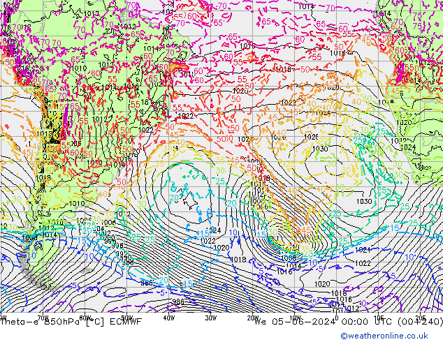 Theta-e 850hPa ECMWF Çar 05.06.2024 00 UTC