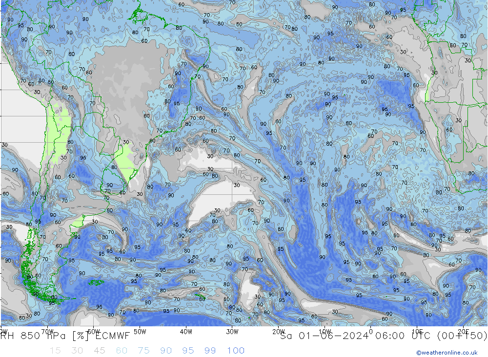 RH 850 hPa ECMWF  01.06.2024 06 UTC