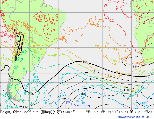 Z500/Rain (+SLP)/Z850 ECMWF Вс 26.05.2024 18 UTC