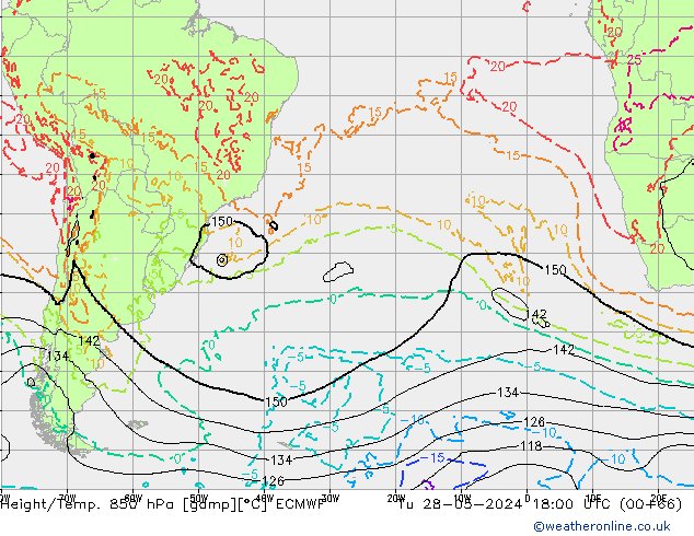 Z500/Rain (+SLP)/Z850 ECMWF Di 28.05.2024 18 UTC