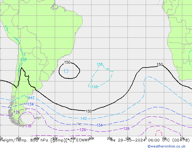 Z500/Rain (+SLP)/Z850 ECMWF We 29.05.2024 06 UTC