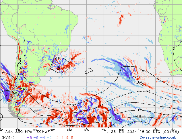 T-Adv. 850 hPa ECMWF Ter 28.05.2024 18 UTC