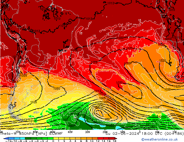 Theta-W 850hPa ECMWF Ne 02.06.2024 18 UTC