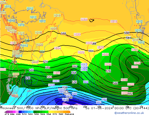 500-1000 hPa Kalınlığı ECMWF Cts 01.06.2024 00 UTC