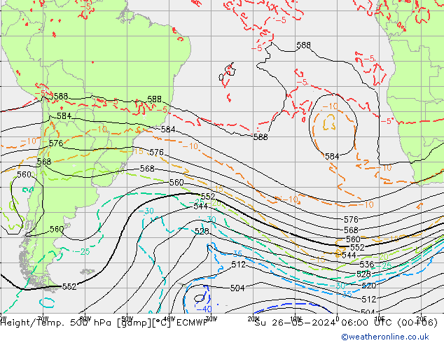 Z500/Yağmur (+YB)/Z850 ECMWF Paz 26.05.2024 06 UTC